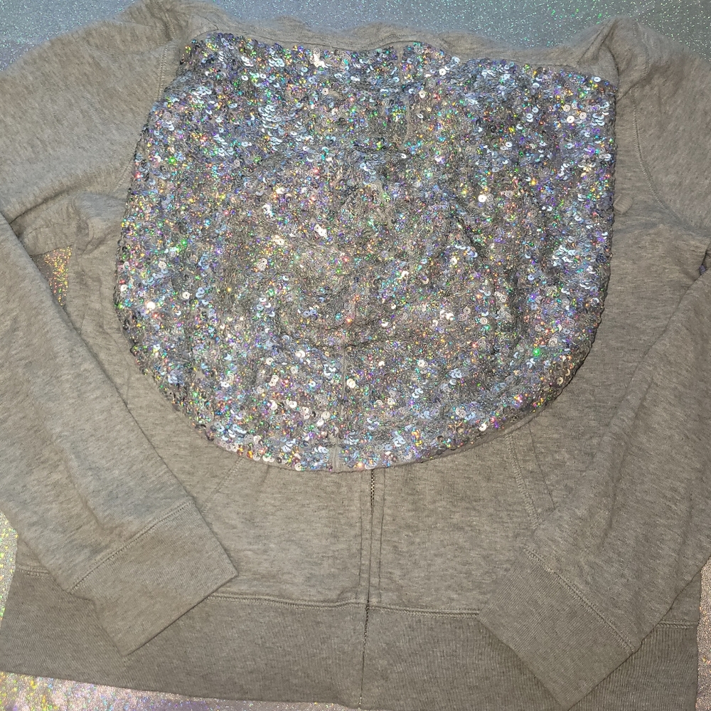 Pink VS Fashion show hoodie Y2K holo sequin hoodie vintage - Picture 4 of 8